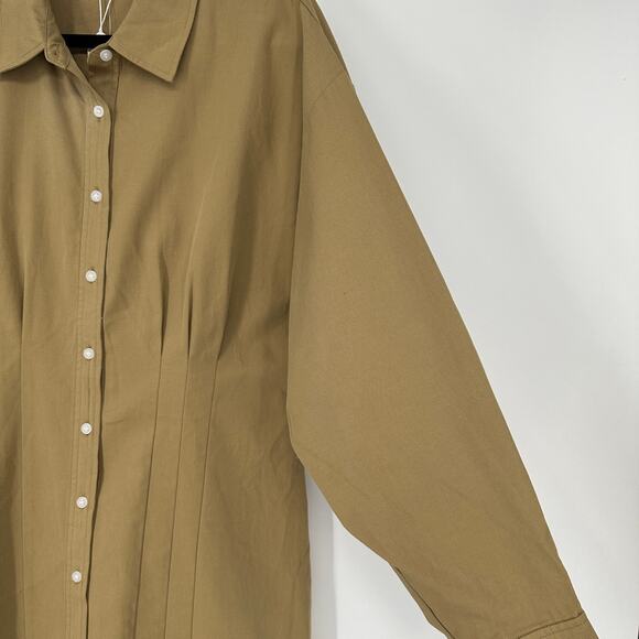 WAYF Libby Khaki Shirt Dress Button Front Long Sleeve New Womens XL - Picture 5 of 9